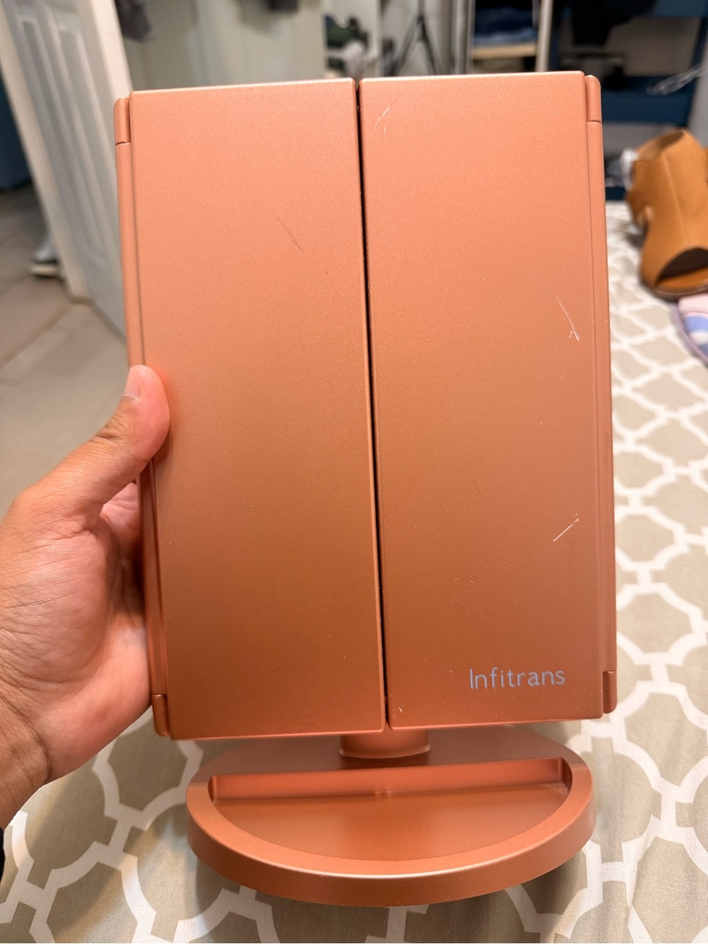 Portable Foldable Vanity Mirror - Rose Gold